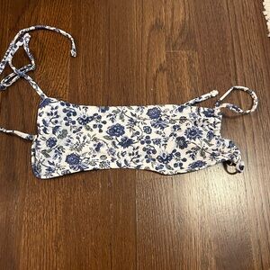 Floral Blue and White Bikini Top